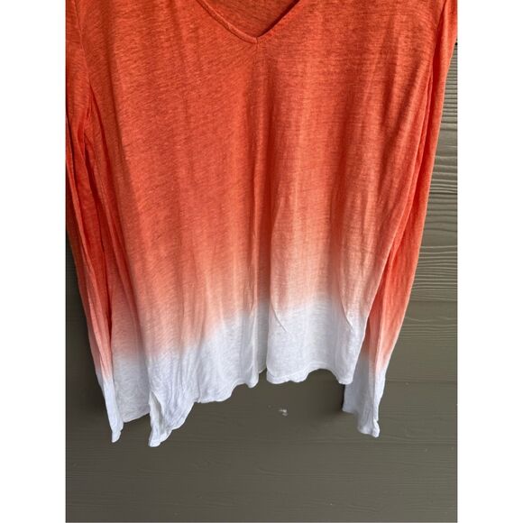 Garnet Hill 100% organic linen asymmetrical hem blouse - Picture 4 of 5